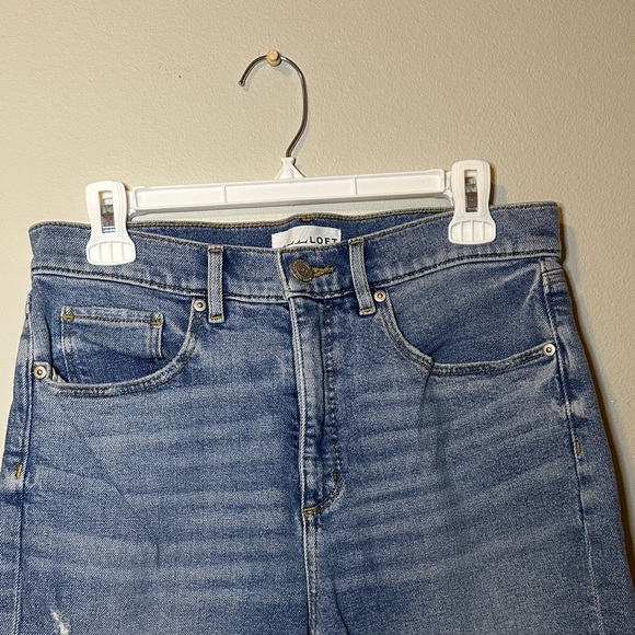 LOFT Classic Blue Denim Shorts - High Waisted Bike Shorts - Picture 2 of 7